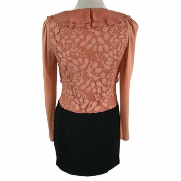 IVENI Lace Overlay Ruffle Side Pockets Dress - Picture 8 of 11